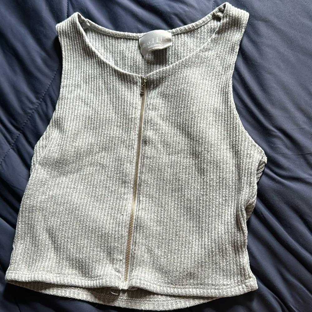 Grey Tanktop with zipper. Nollie size small.